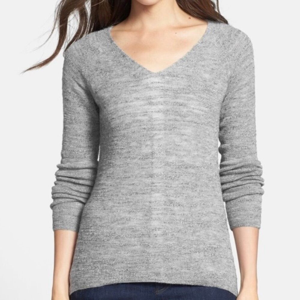 Eileen Fisher Women's Small Baby Alpaca Wool Slub Wool Pullover V Neck Sweater